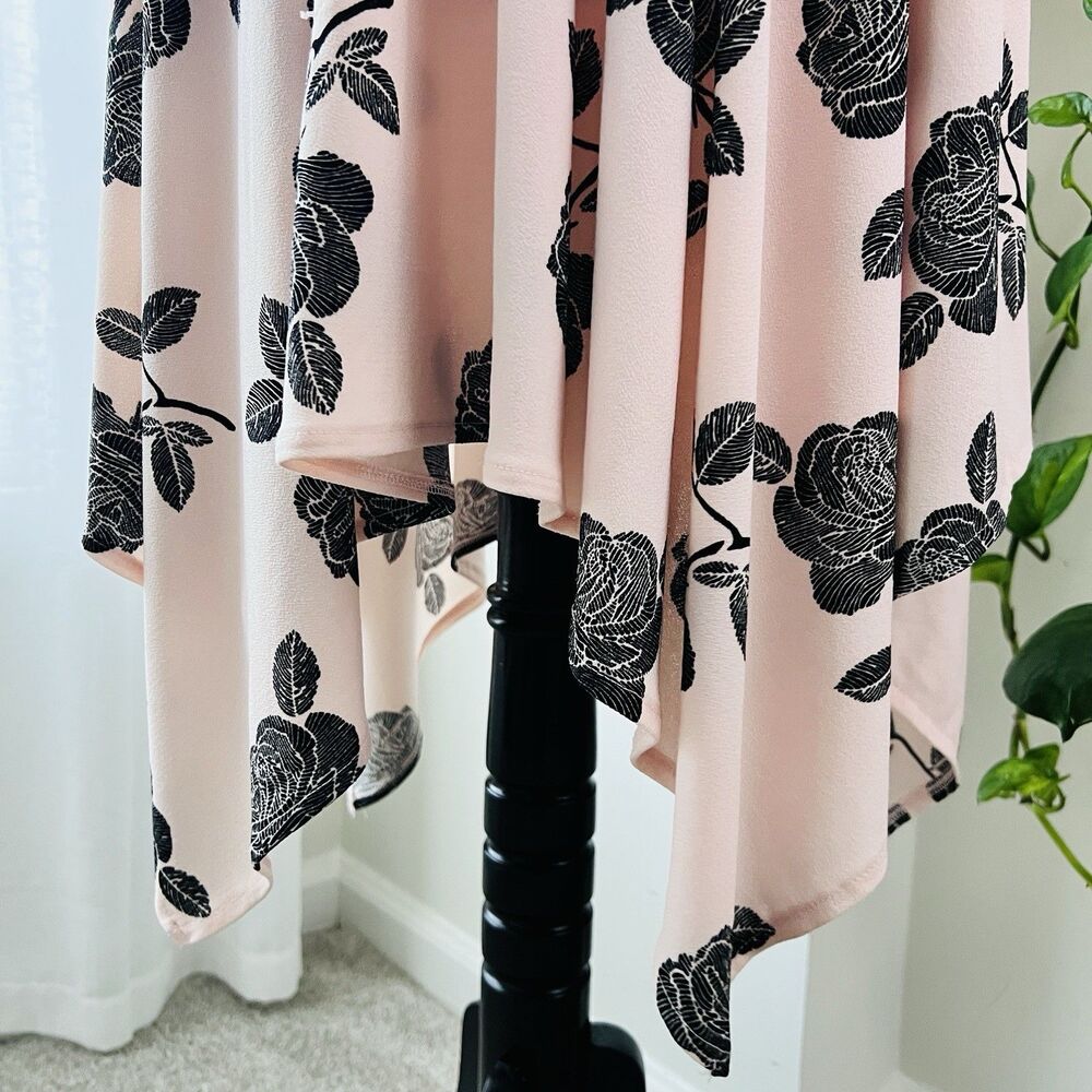 Candie's Pink Midi Dress with Black Floral Print - Picture 4 of 9